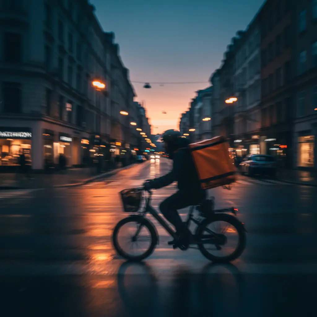 Courier in fast motion blur