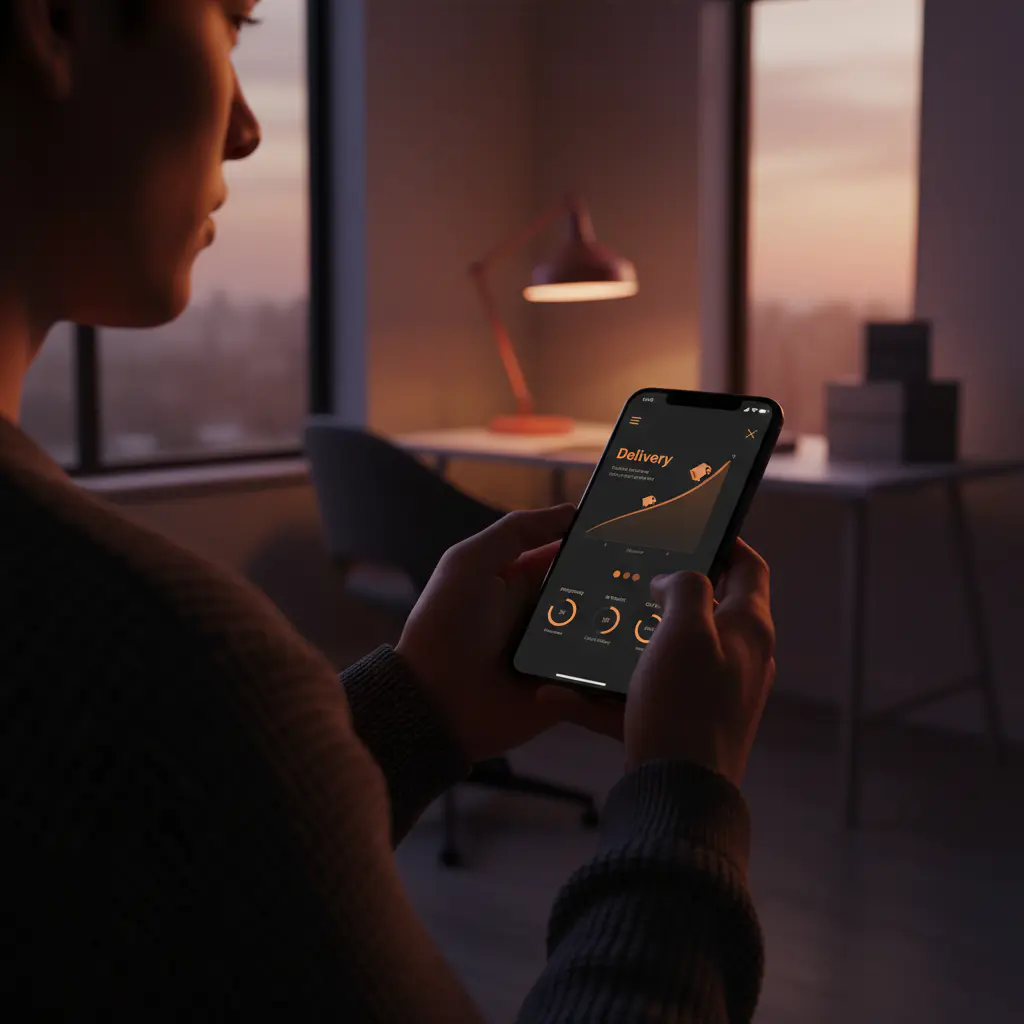 Person using delivery tracking app