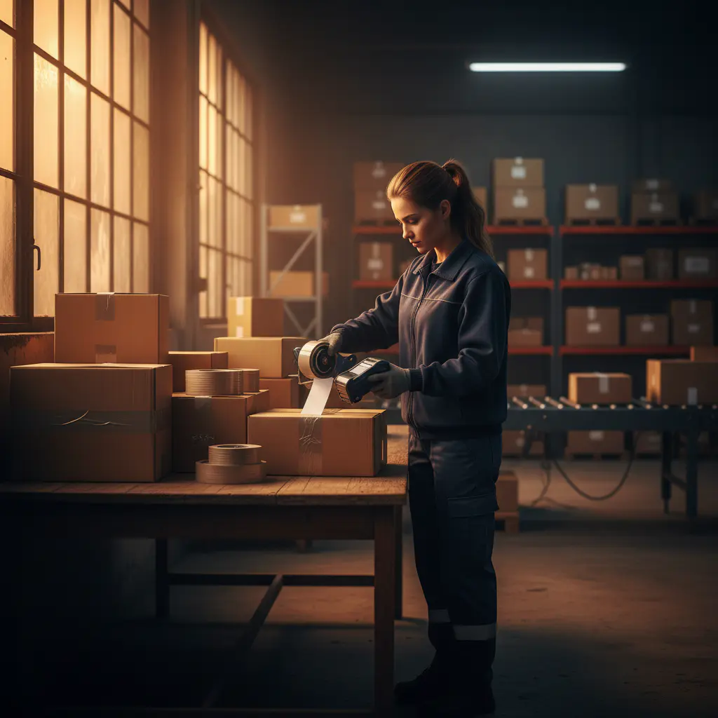 Courier preparing packages